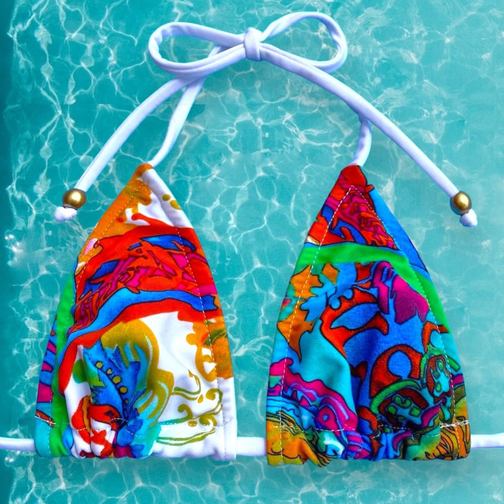 
                      
                        Psychedelic Paisley Skimpy Slide Triangle Bikini Top | Denali Brand
                      
                    