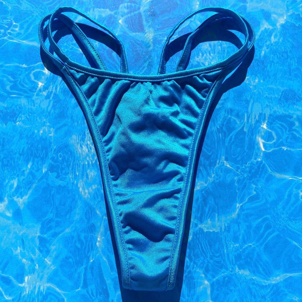 Y2K Strappy Thong Bikini Bottom | Capri Blue