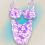 90's Medium Retro Underwire Swimsuit, Matching Bikini Set | Vintage Coquette Lilac Floral