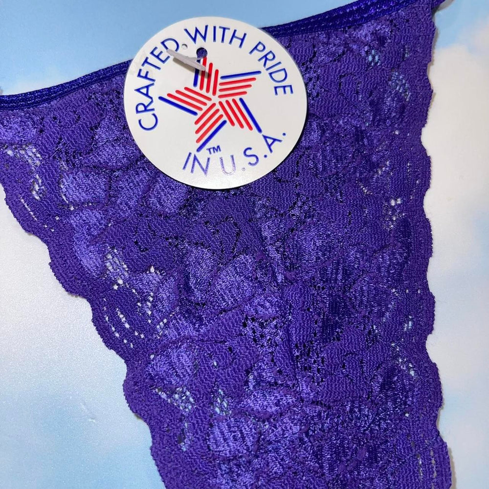 
                      
                        90's Eyelash Lace String Thong Panty | Orchid Purple
                      
                    