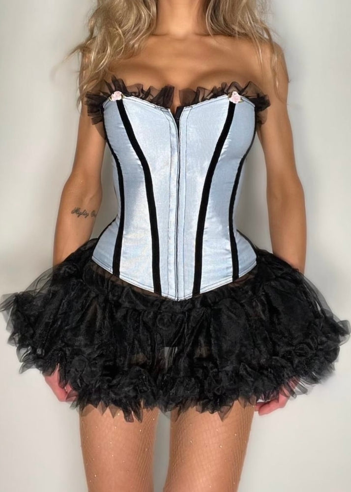 Whimsycore Blue Fairy Strapless Coquette Heavy-Duty Corset - 90's USA-Made Vintage