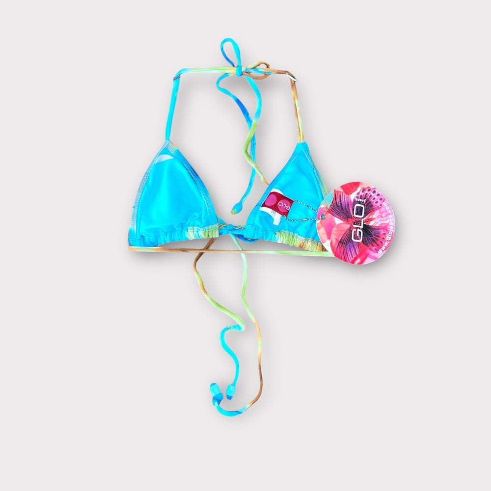 Y2K Minimalist Boho Tie Dye Skimpy Padded String Slide Triangle Bikini Top