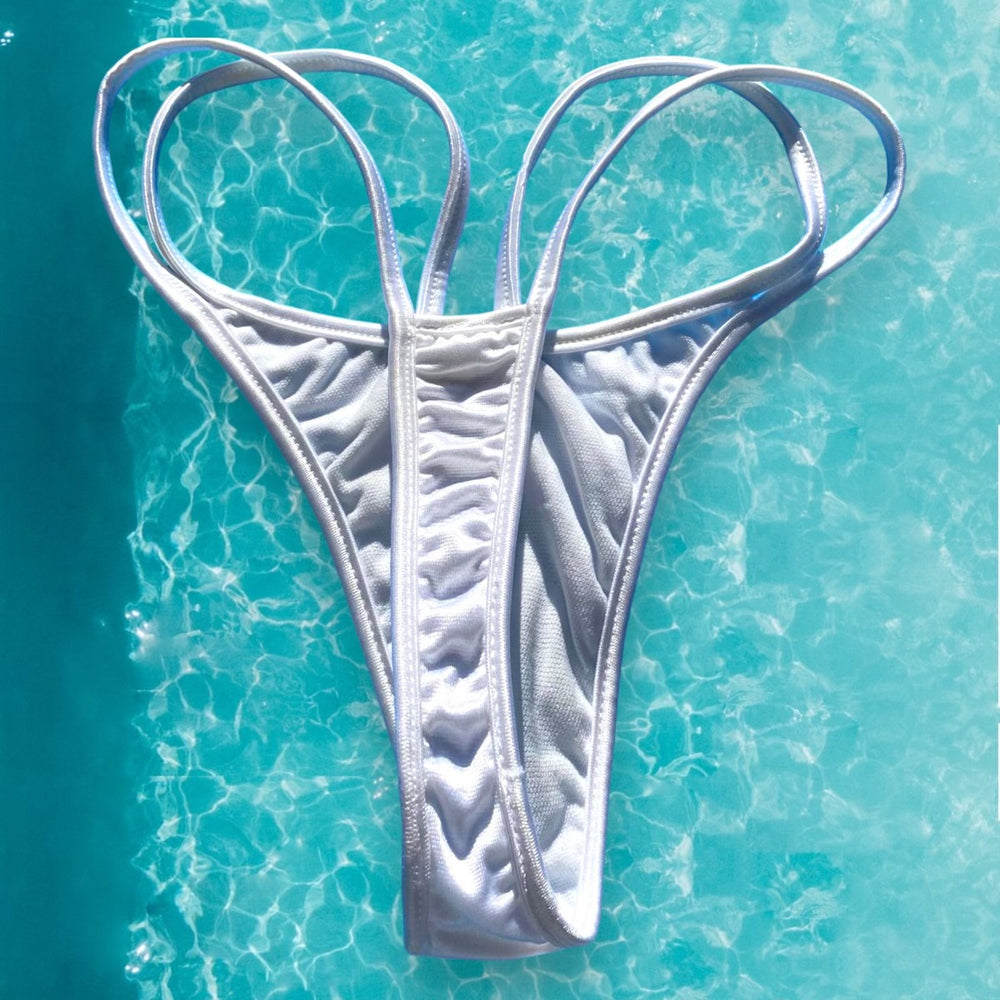 
                      
                        Y2K Double Strap Thong Bikini Bottom | Ice White Glam
                      
                    