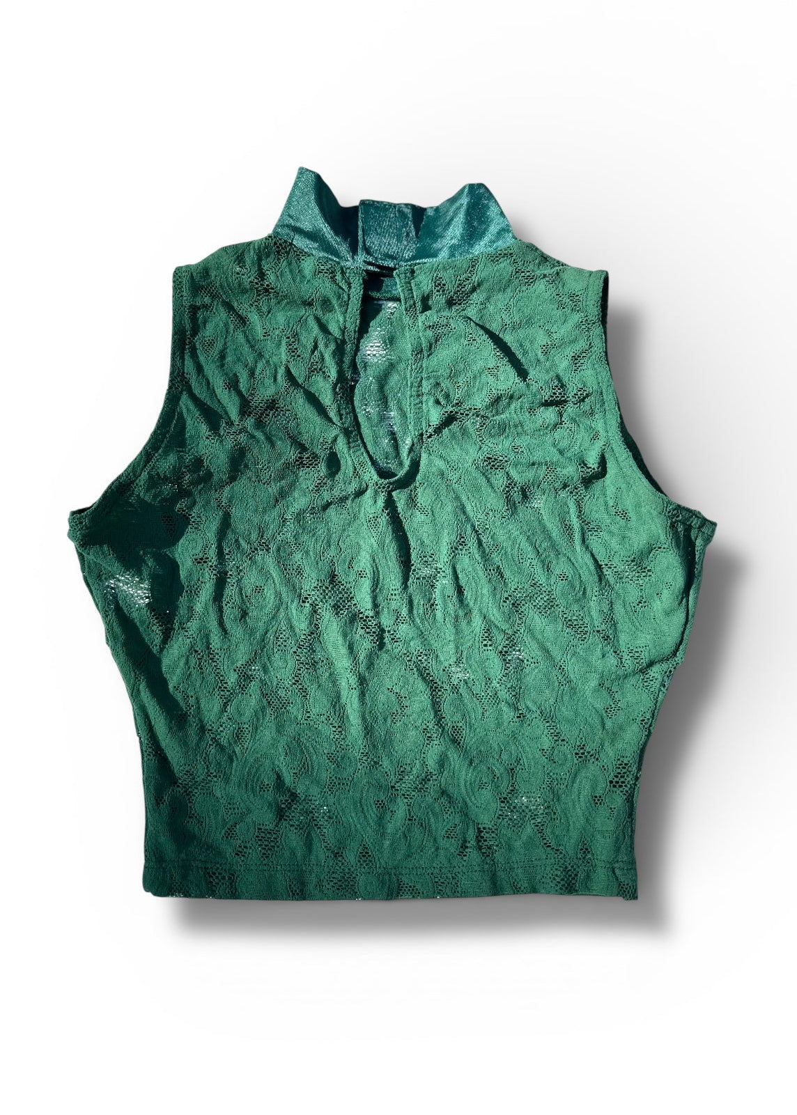 Green sleeveless top on a white background