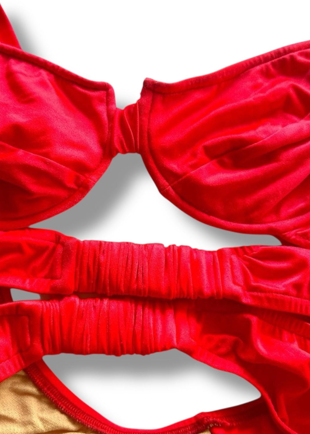 Red bikini set on a white background