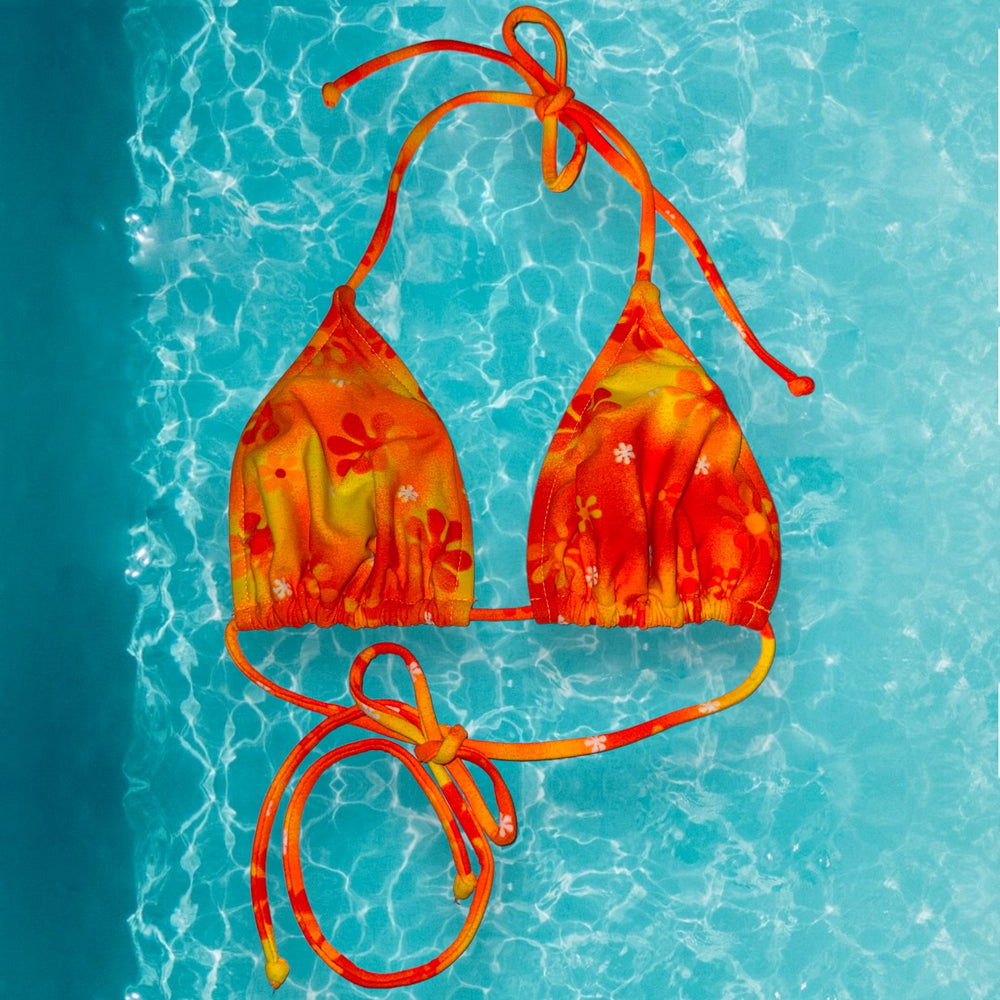 
                      
                        Y2K Slide Triangle Padded Retro Bikini Top | Orange Crush
                      
                    