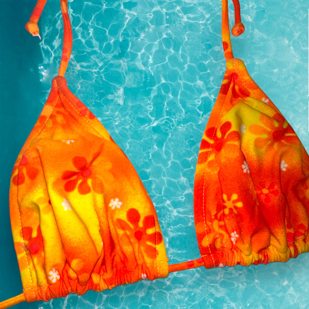 
                      
                        Y2K Slide Triangle Padded Retro Bikini Top | Orange Crush
                      
                    