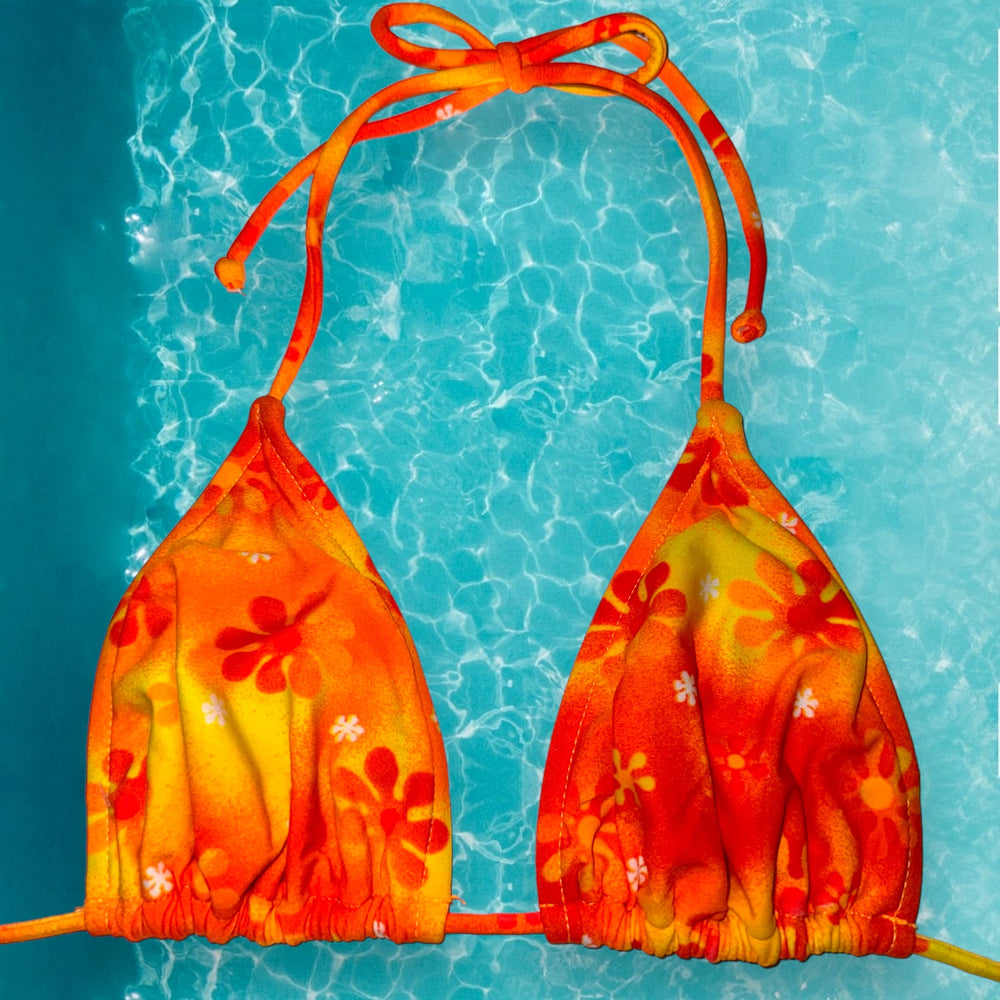 
                      
                        Y2K Slide Triangle Padded Retro Bikini Top | Orange Crush
                      
                    