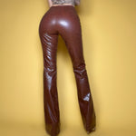 90's Vintage Tark' 1 Vegan Leather Tapered Pants | Textured Espresso
