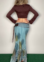 90s Summer Patchwork Asymmetrical Low-Rise Maxi-Skirt, Vintage Tie-Dye | Fairy-Core
