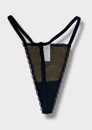 90s High-Leg Black | Gold Thong-Panty “One Size” | USA-Made Lingerie