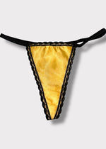 90s High-Leg Black | Gold Thong-Panty “One Size” | USA-Made Lingerie