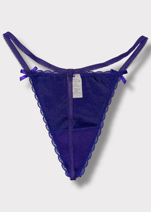 90s High-Leg Dainty Thong-Panty Lace Trim “One Size” Regular & Plus, G-String | USA-Made Deadstock