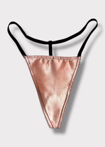 90s USA-Made G-String Thong Panty | Pink, Peach, Black, Satin Lingerie