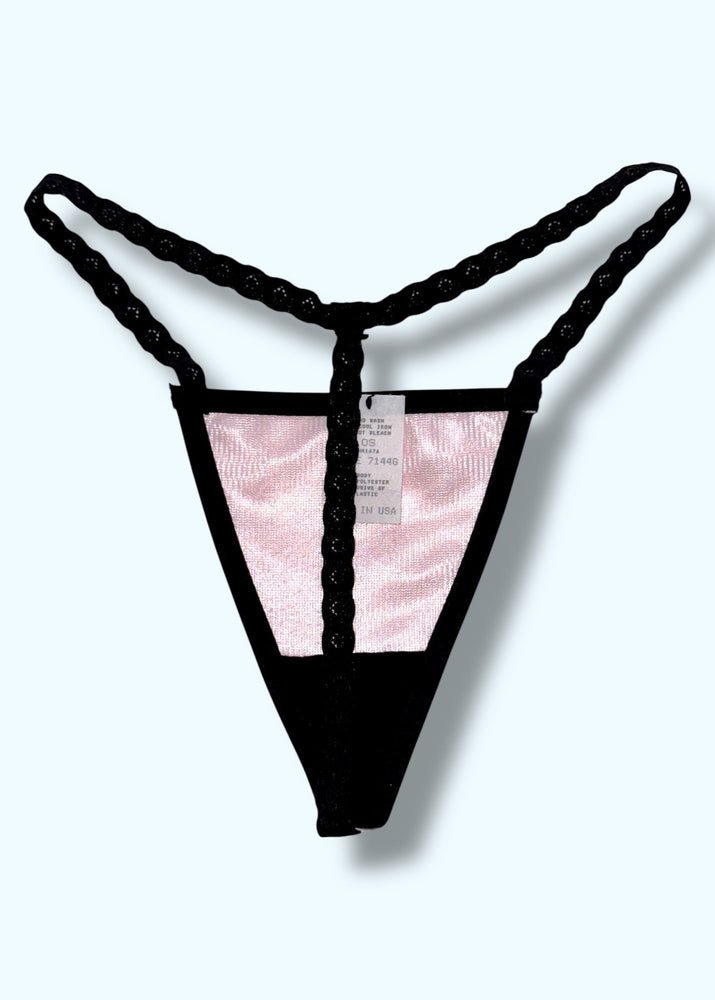 90s USA-Made G-String Thong Panty | Pink, Peach, Black, Satin Lingerie