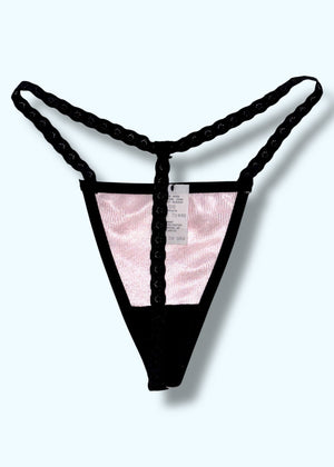 90s USA-Made G-String Thong Panty | Pink, Peach, Black, Satin Lingerie