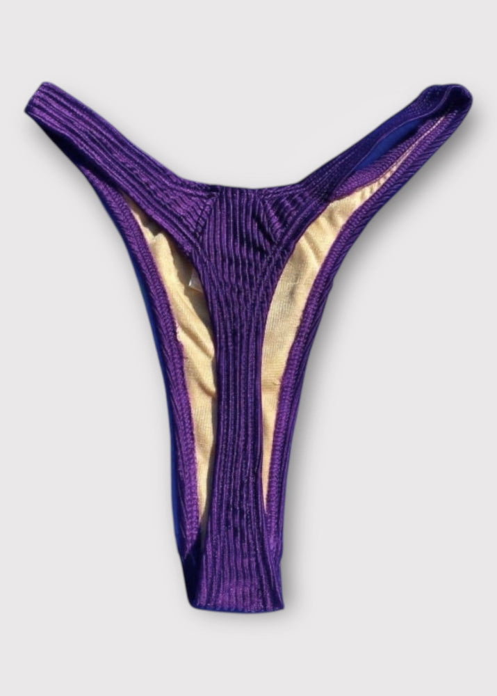 90s Ribbed Shimmer Thong Bikini Bottom – Vintage Deadstock USA Made