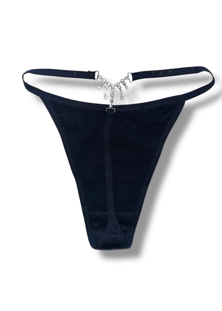 White thong with a printed design on a white background