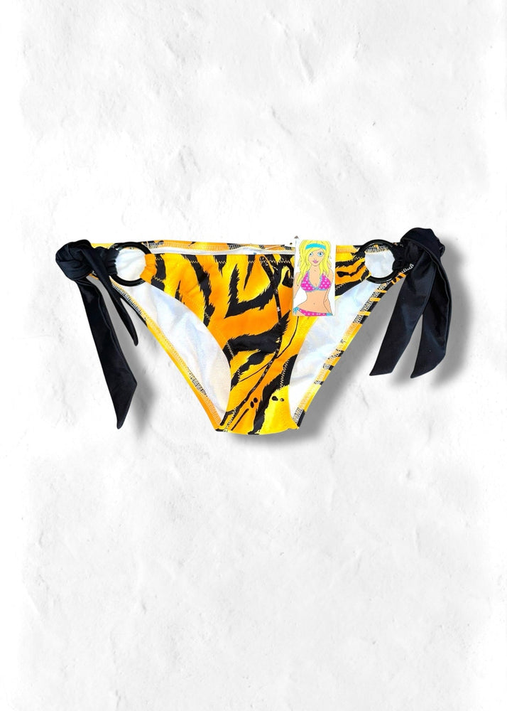 90s Low Rise O-Ring Tie Side Bikini Bottom | Retro Animal Print | USA-Made