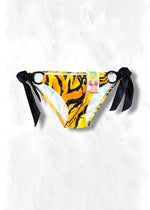 90s Low Rise O-Ring Tie Side Bikini Bottom | Retro Animal Print | USA-Made