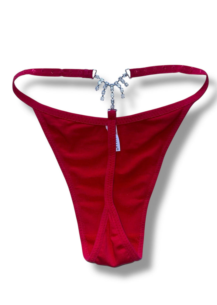 90s Crystal Embellished G-String Thong — Embellished Y2K Micro Panty | Vintage Sheer Holiday Lingerie