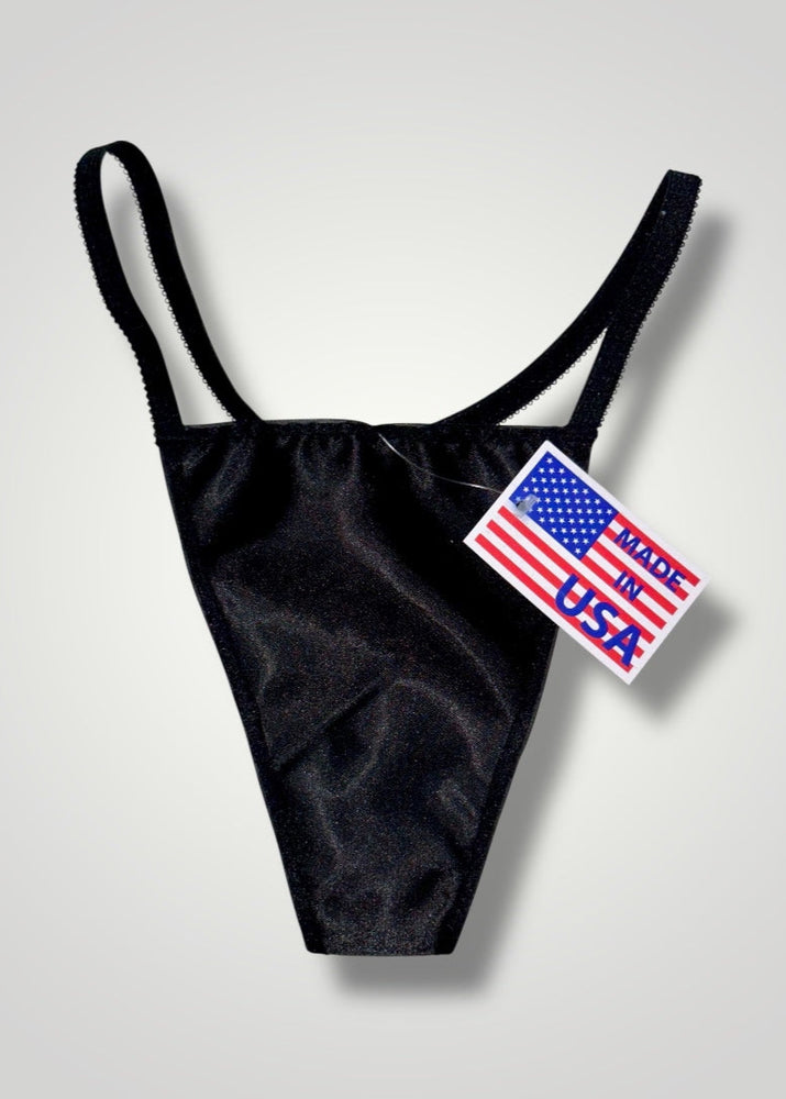 90s Satin-Chiffon High-Leg G-String Thong Panty USA-Made | Black, Red, Purple