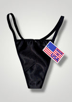 90s Satin-Chiffon High-Leg G-String Thong Panty USA-Made | Black, Red, Purple