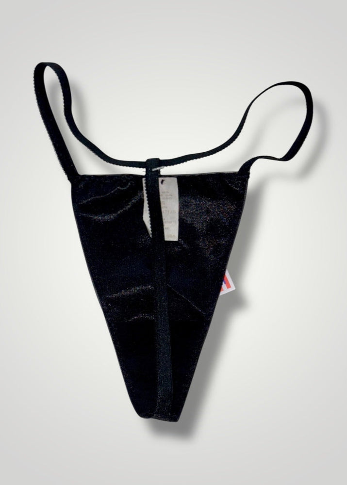 90s Satin-Chiffon High-Leg G-String Thong Panty USA-Made | Black, Red, Purple
