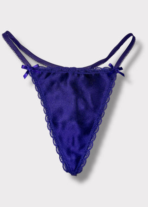 90s High-Leg Dainty Thong-Panty Lace Trim “One Size” Regular & Plus, G-String | USA-Made Deadstock