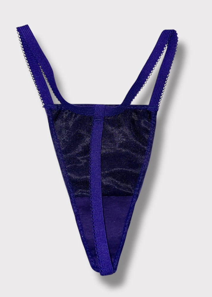90s Satin-Chiffon High-Leg G-String Thong Panty USA-Made | Black, Red, Purple