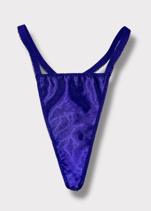 90s Satin-Chiffon High-Leg G-String Thong Panty USA-Made | Black, Red, Purple