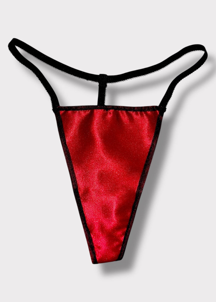 90s Satin-Chiffon High-Leg G-String Thong Panty USA-Made | Black, Red, Purple