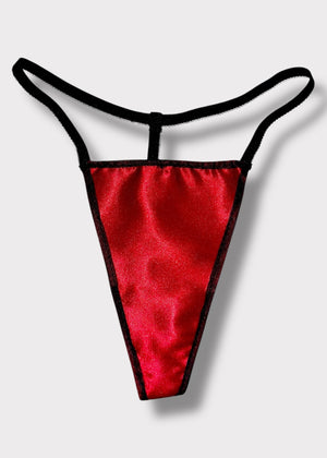 90s Satin-Chiffon High-Leg G-String Thong Panty USA-Made | Black, Red, Purple