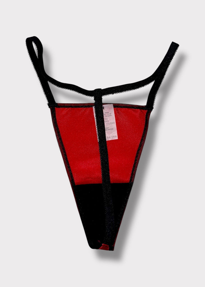90s Satin-Chiffon High-Leg G-String Thong Panty USA-Made | Black, Red, Purple