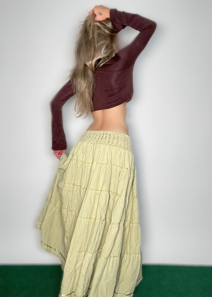 90s Pastel Green Mermaidcore Corduroy Maxi Skirt – Deadstock Vintage, USA-Made