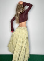 90s Pastel Green Mermaidcore Corduroy Maxi Skirt – Deadstock Vintage, USA-Made