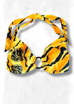 90s O-Ring Bandeau Halter Bikini Top | Retro Animal Print | USA-Made