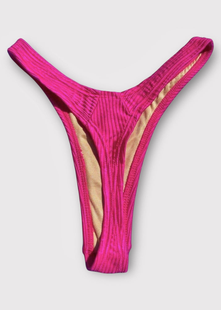 90s Ribbed Shimmer Thong Bikini Bottom – Vintage Deadstock USA Made