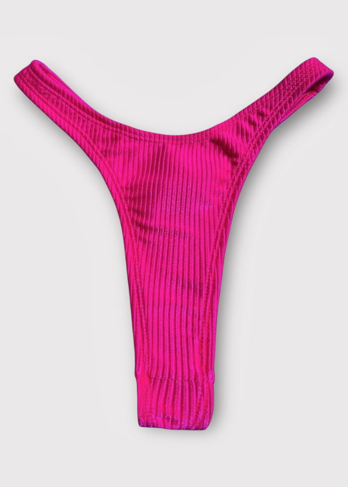 90s Ribbed Shimmer Thong Bikini Bottom – Vintage Deadstock USA Made