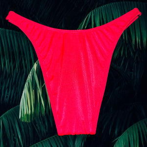Neon Guava Vintage Bikini Bottom | Retro V-Shaped High-Cut Bikini Bottom