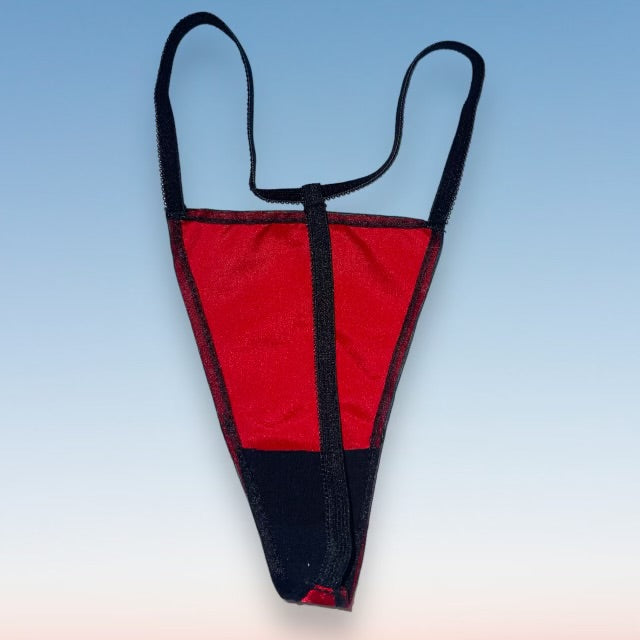 90's Satin G-String Thong Panty | Red Hot Shimmer