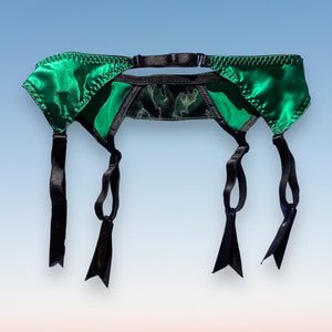 Satin Mid-Waist Garter Belt | Emerald Green