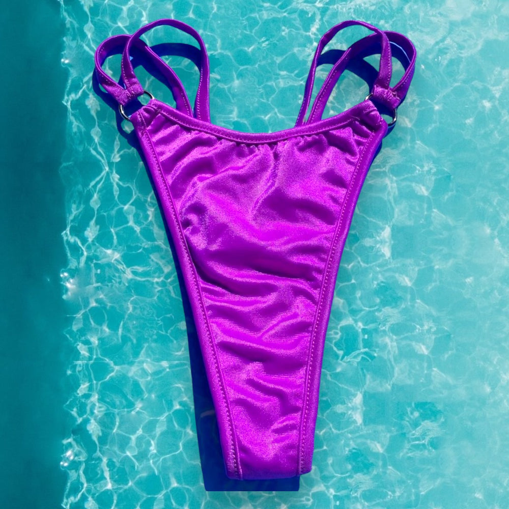 Y2K Double Strap O-Ring Thong Bikini Bottom | Magenta