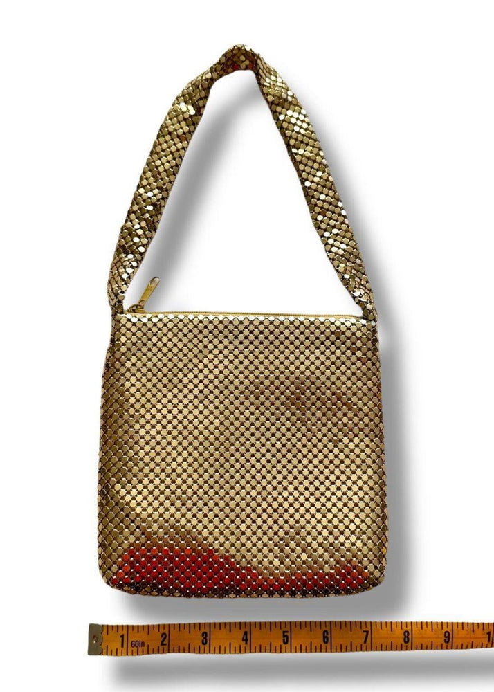 Vintage 1990s Gold Chainmail Mini Purse | Metallic Mesh Shoulder Bag | Y2K Evening Clutch