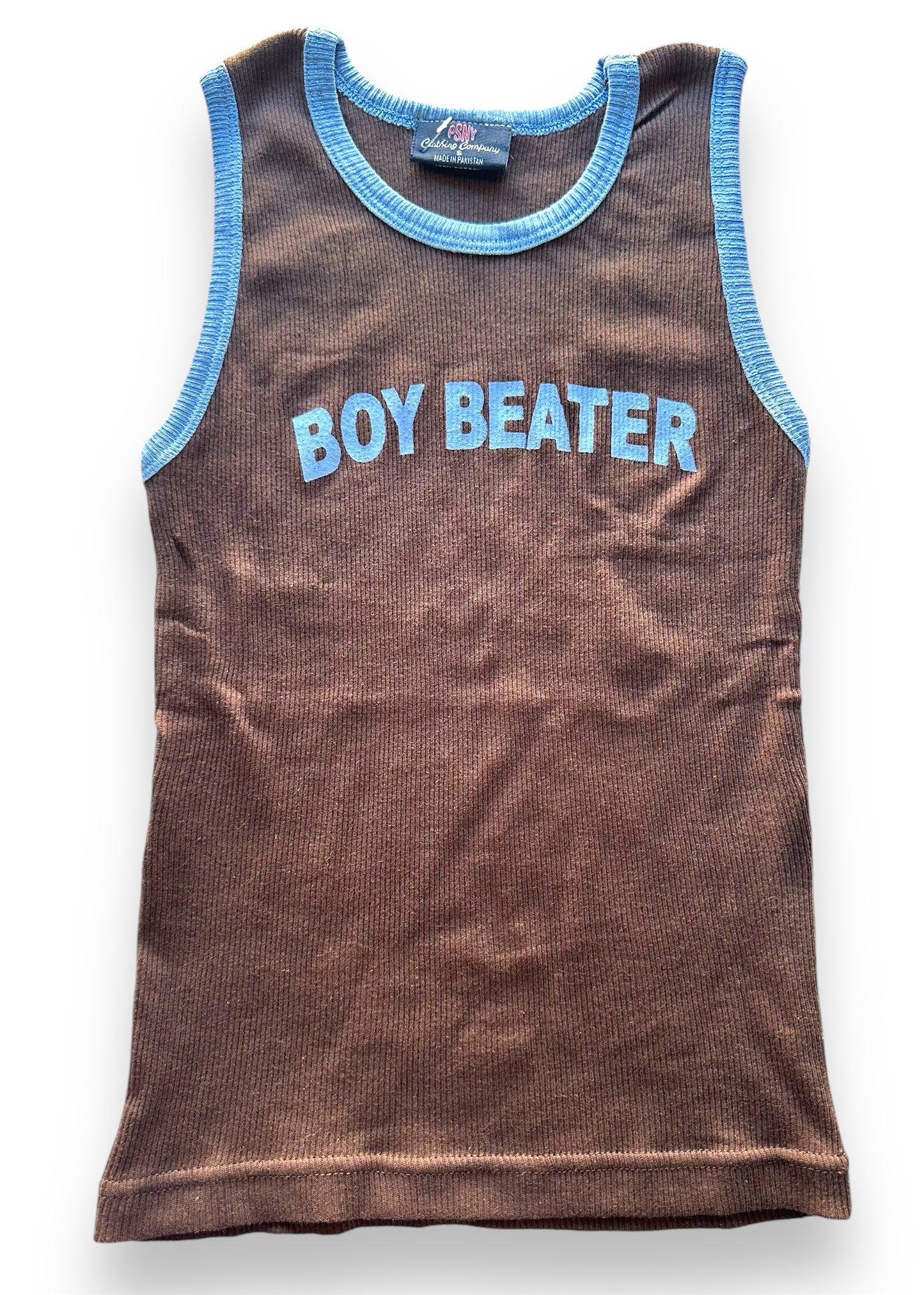 Y2K Graphic Ringer Baby Tank Boy Beater in Espresso | Coquette Vintage Deadstock