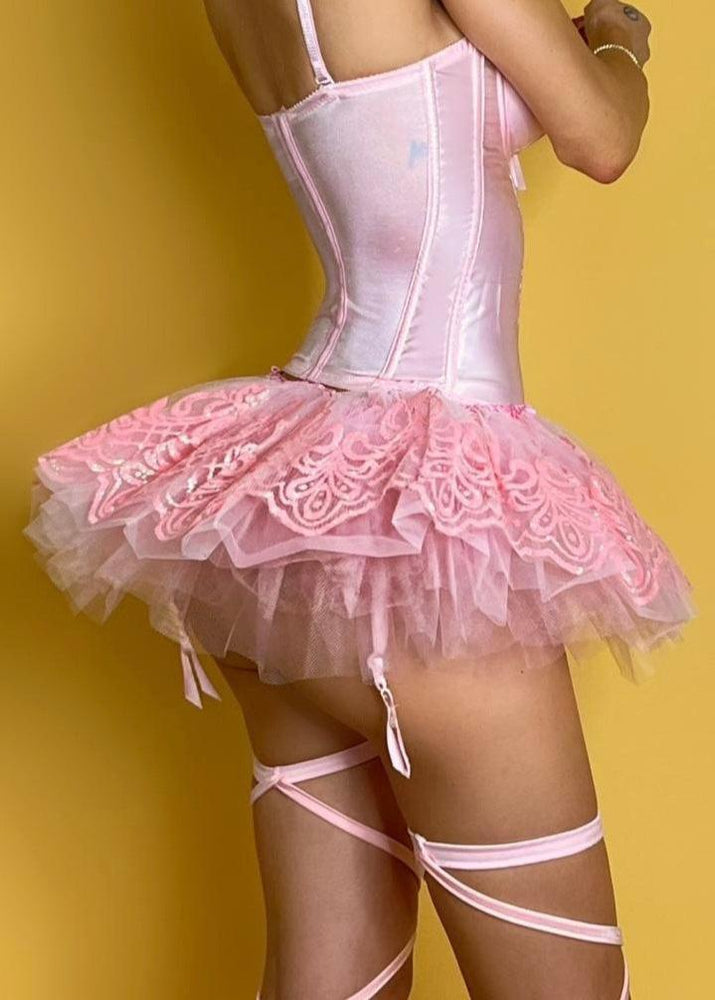 
                      
                        Balletcore Pastel Pink Solid Garter Leg Wrap Set | Cosplay Lingerie Accessory
                      
                    