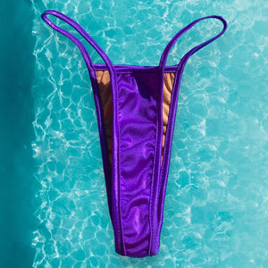 Y2K Skimpy Strappy Thong Bikini Bottom | Purple Glam