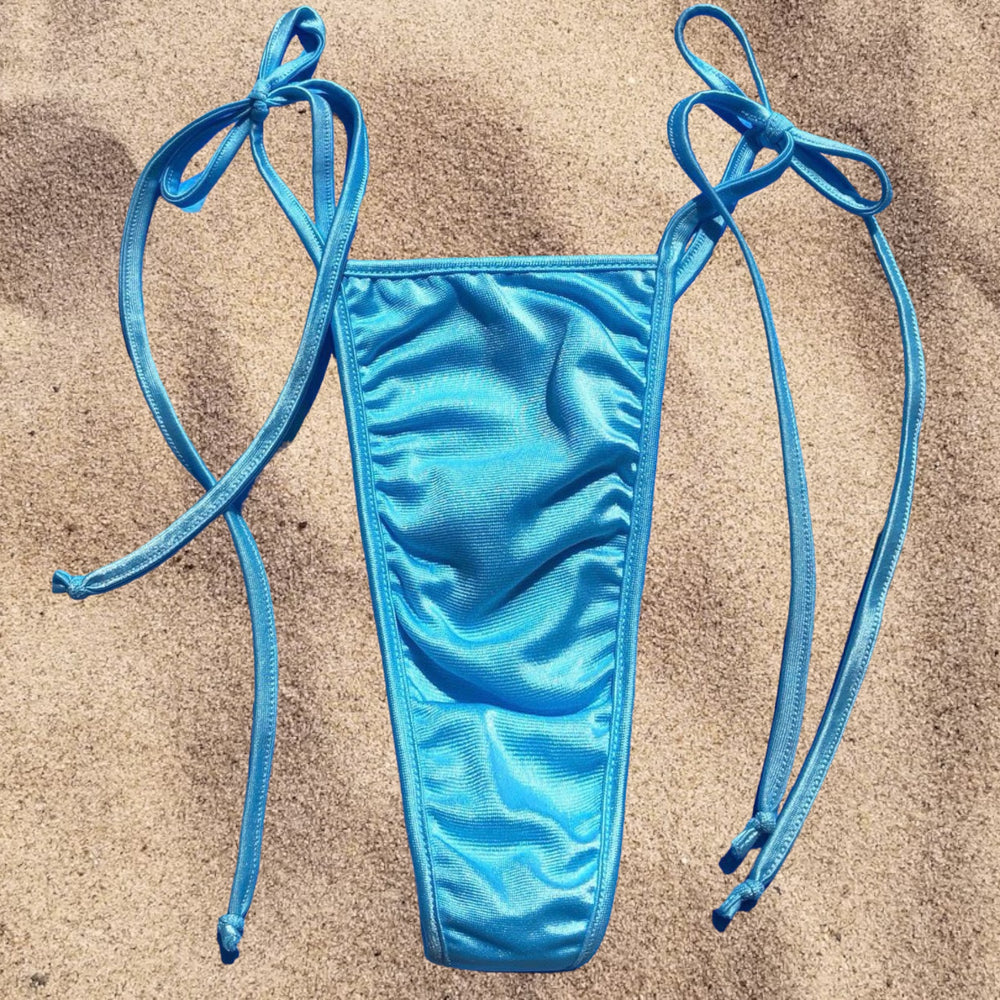 Y2K Tie Side Thong Bikini Bottom | Pastel Blue