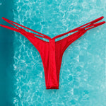 Small Strappy High Leg Thong Bikini Bottom | Red Hot