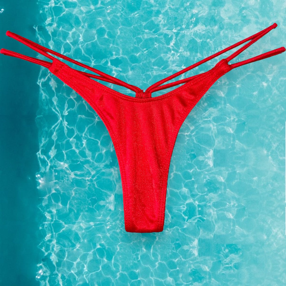 
                      
                        Small Strappy High Leg Thong Bikini Bottom | Red Hot
                      
                    